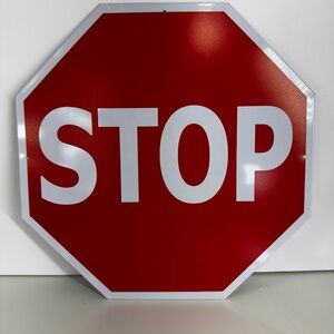 Classic Metal STOP Sign – Bold Red Octagon Wall Decor 12”